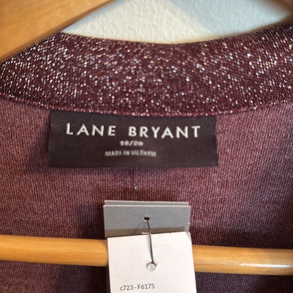 NWT Lane Bryant Burgundy Metallic Faux Wrap Dress - Picture 3 of 7